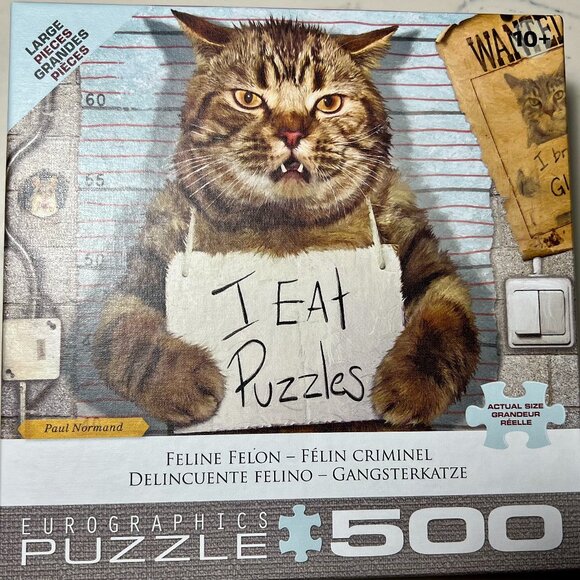 Feline Felon "I EAT PUZZLES" by Paul Normand 500 Pc. - Picture 2 of 12